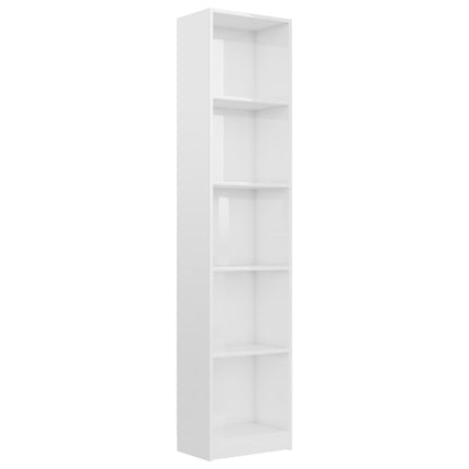 Libreria 5 Ripiani Bianco Lucido 40x24x175 cm Legno Multistrato