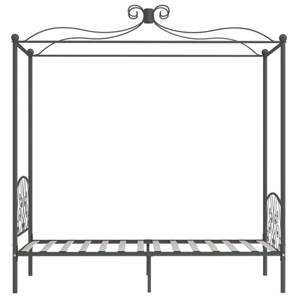 Letto a Baldacchino Grigio in Metallo 90x200 cm