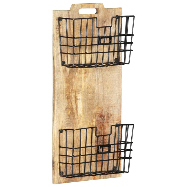 Portariviste a Parete 33x10x67 cm in Massello di Mango Grezzo