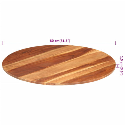 Piano Tavolo in Legno Massello di Acacia Rotondo 15-16 mm 80 cm