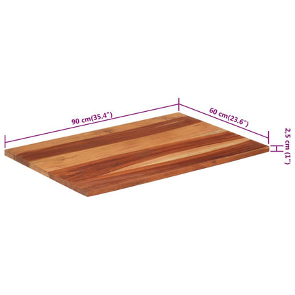 Piano Tavolo in Legno Massello di Acacia 25-27 mm 60x90 cm