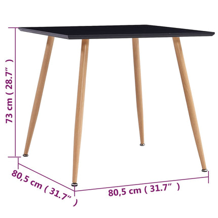 Tavolo da Pranzo Nero e Rovere 80,5x80,5x73 cm in MDF