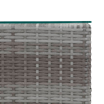 Tavolini Laterale 3 pz con Piano in Vetro Grigi in Polyrattan
