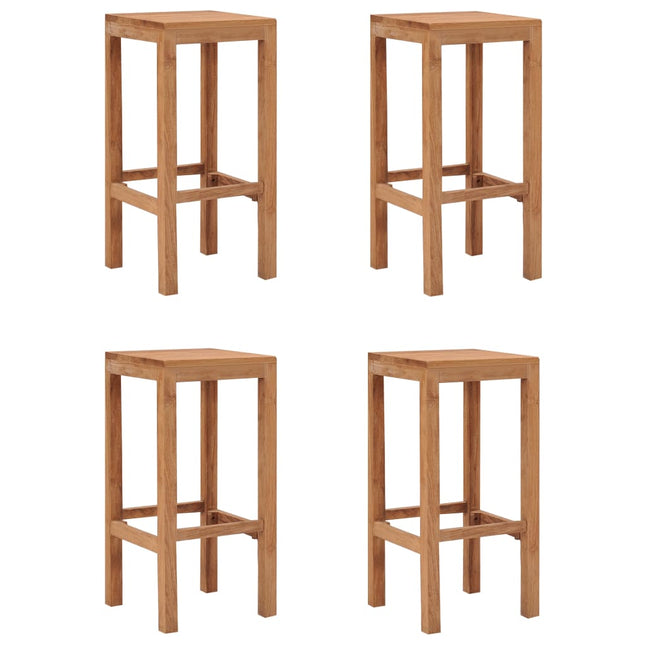 Sgabelli da Bar 4 pz in Legno Massello di Teak