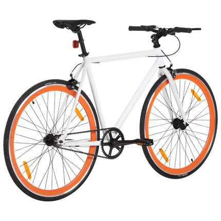 Bicicletta a Scatto Fisso Bianca e Arancione 700c 59 cm