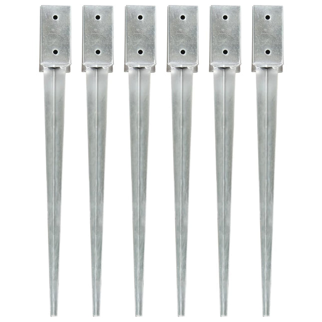 Picchetti di Terra 6 pz Argento 7x7x75 cm in Acciaio Zincato