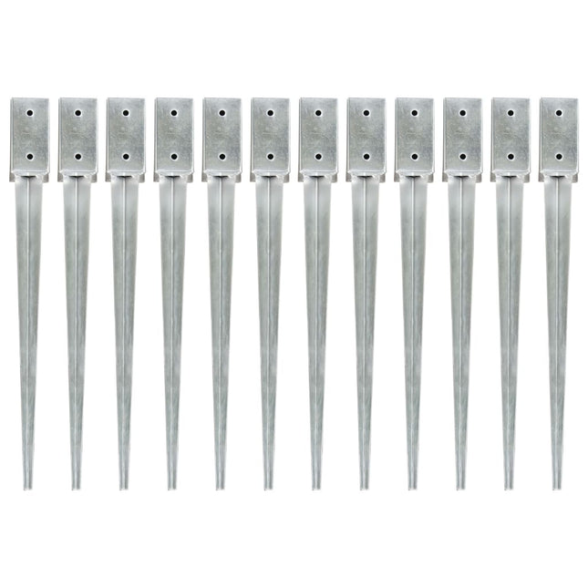 Picchetti di Terra 12 pz Argento 7x7x75 cm Acciaio Galvanizzato