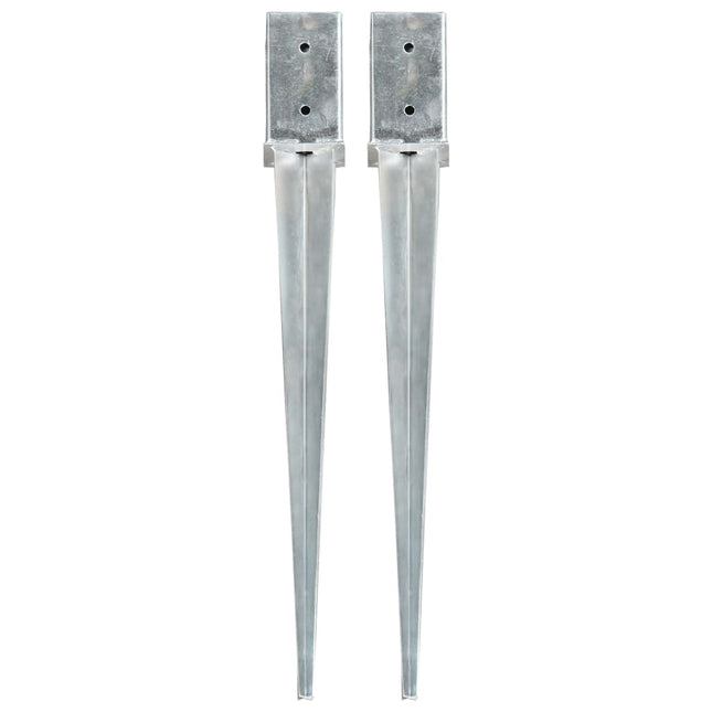 Picchetti di Terra 2 pz Argento 8x8x76 cm in Acciaio Zincato