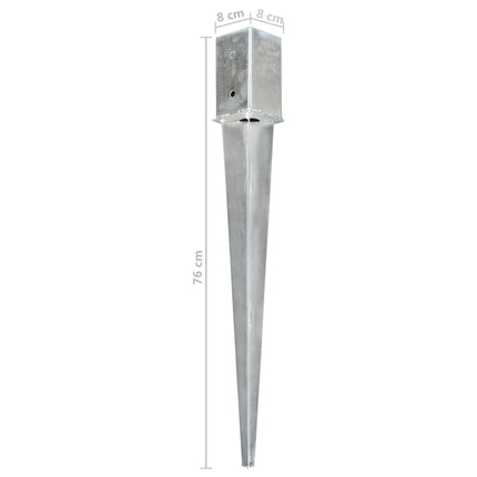 Picchetti di Terra 2 pz Argento 8x8x76 cm in Acciaio Zincato