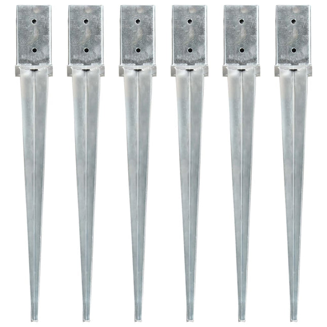Picchetti di Terra 6 pz Argento 8x8x76 cm in Acciaio Zincato