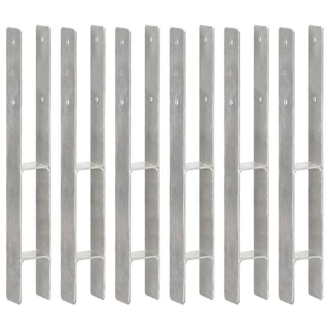 Picchetti per Recinzione 6 pz Argento 7x6x60 cm Acciaio Zincato