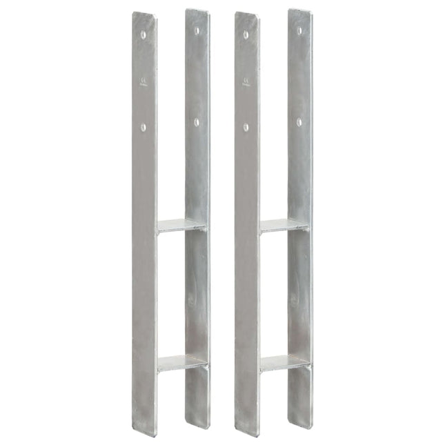 Picchetti per Recinzione 2 pz Argento 8x6x60 cm Acciaio Zincato