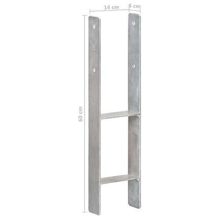 Picchetti per Recinzione 6 pz Argento 14x6x60cm Acciaio Zincato