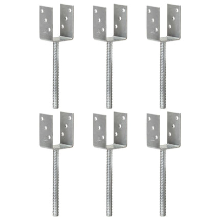 Picchetti per Recinzione 6 pz Argento 7x6x30 cm Acciaio Zincato