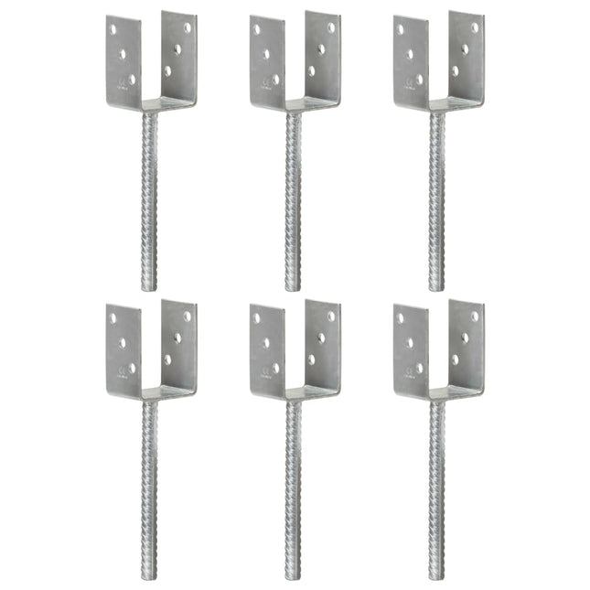 Picchetti per Recinzione 6 pz Argento 7x6x30 cm Acciaio Zincato