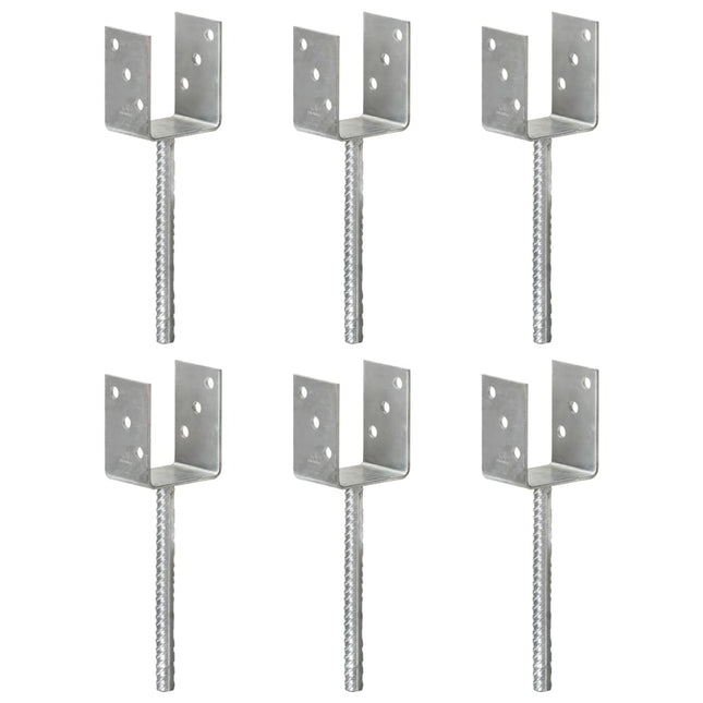 Picchetti per Recinzione 6 pz Argento 8x6x30 cm Acciaio Zincato