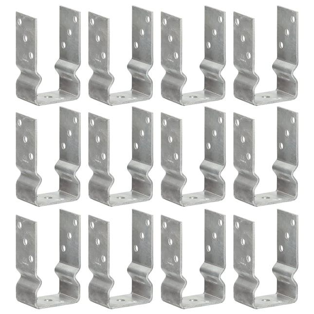 Picchetti per Recinzione 12 pz Argento 8x6x15cm Acciaio Zincato