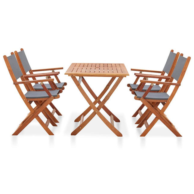 Set da Pranzo da Esterno 6 pz Grigio in Massello di Eucalipto