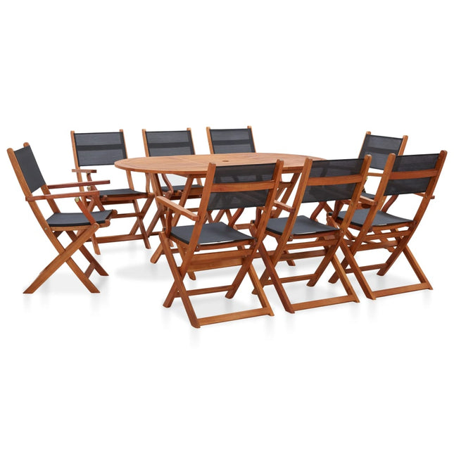 Set Pranzo da Giardino 9 pz Massello di Eucalipto e Textilene