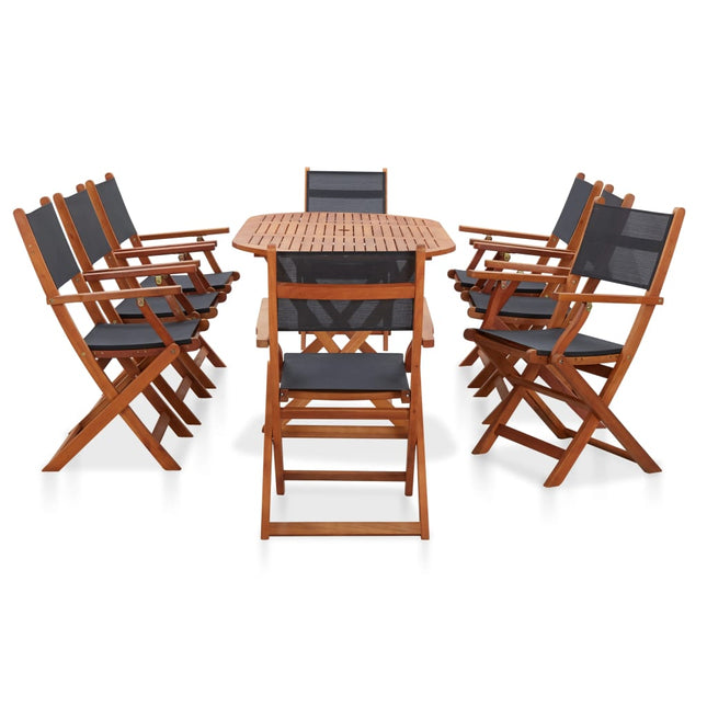 Set Pranzo da Giardino 9 pz Massello di Eucalipto e Textilene