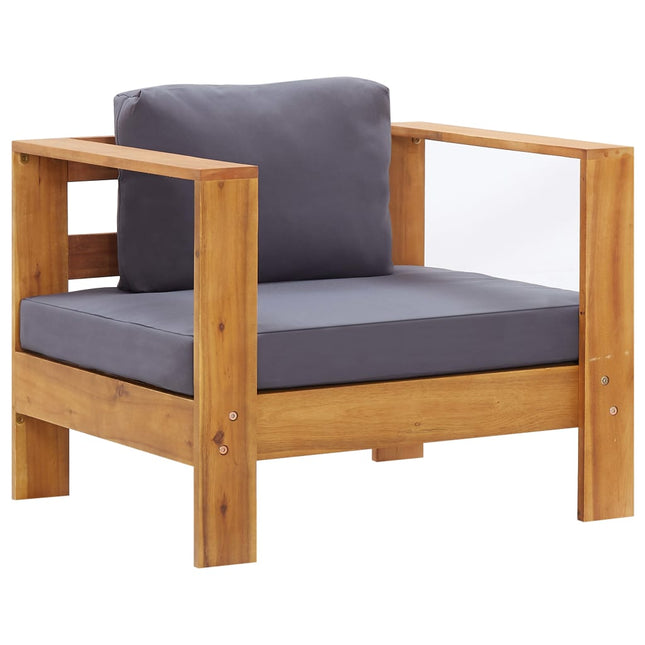 Set Divani da Giardino 4 pz con Cuscini Grigio Legno di Acacia