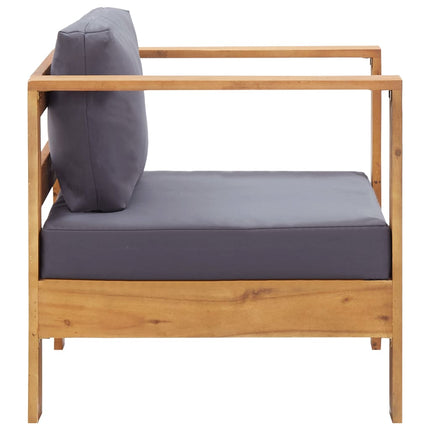 Set Divani da Giardino 4 pz con Cuscini Grigio Legno di Acacia