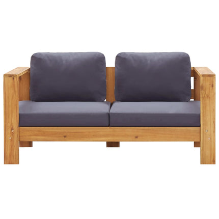 Set Divani da Giardino 4 pz con Cuscini Grigio Legno di Acacia