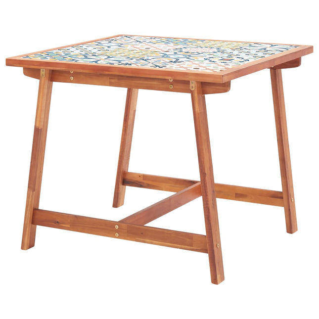 Set da Pranzo da Giardino 3 pz Piano a Mosaico e Legno Acacia