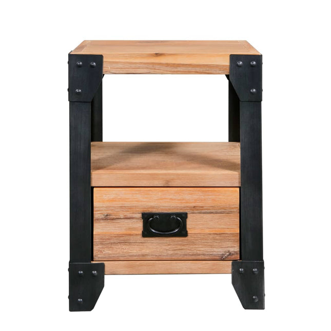 Comodini 2 pz Legno Massello di Acacia e Acciaio 40x30x54 cm