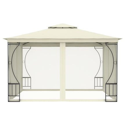 Gazebo con Rete 300x300x265 cm Crema