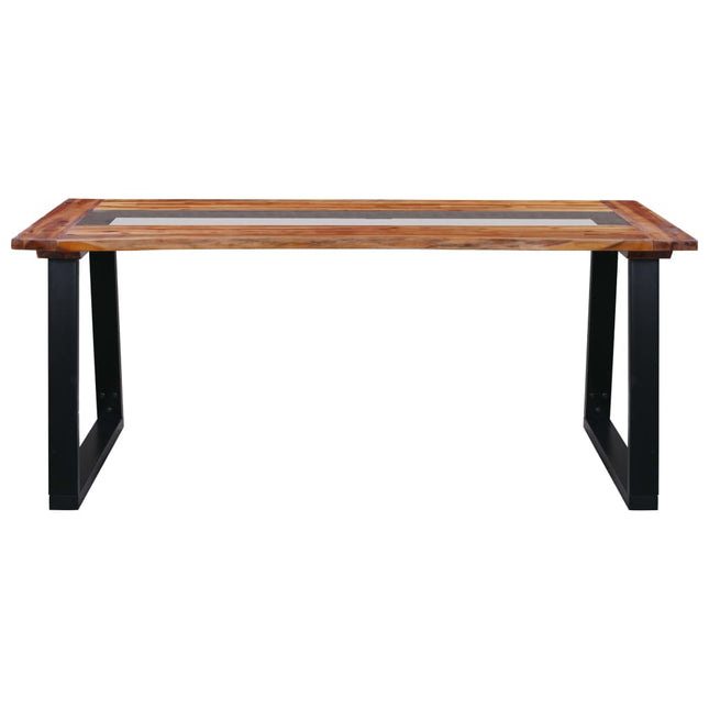 Tavolo da Pranzo 180x90x75 cm in Legno Massello Acacia e Vetro