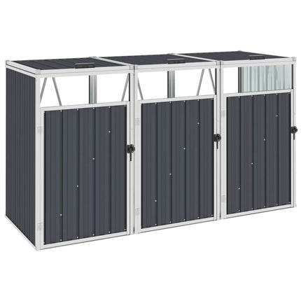 Copri Bidone Rifiuti Triplo Antracite 213x81x121 cm in Acciaio