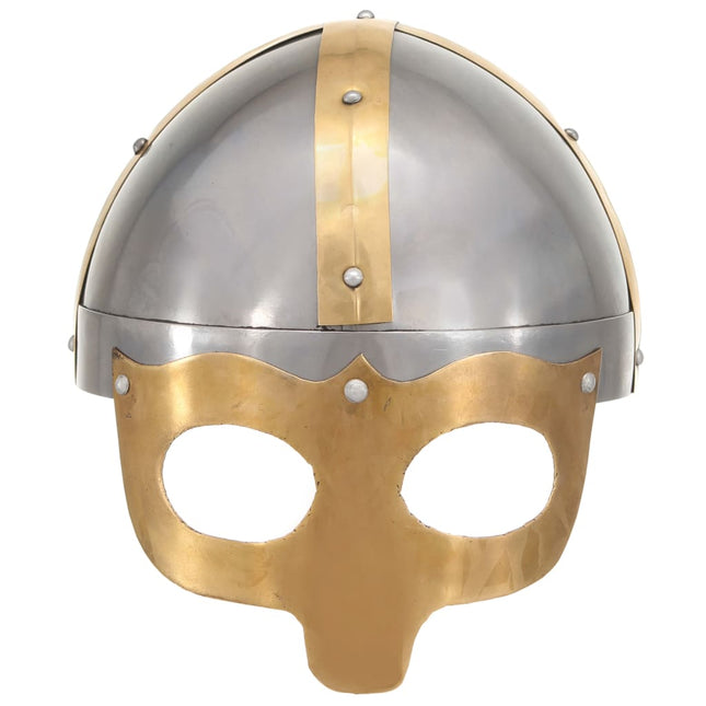 Elmo da Vichingo Antico Replica LARP Argento in Acciaio