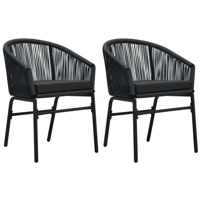 Sedie da Giardino 2 pz Nere in Rattan PE