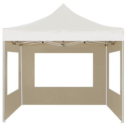 Gazebo Professionale Pieghevole Alluminio con Pareti 2x2m Crema
