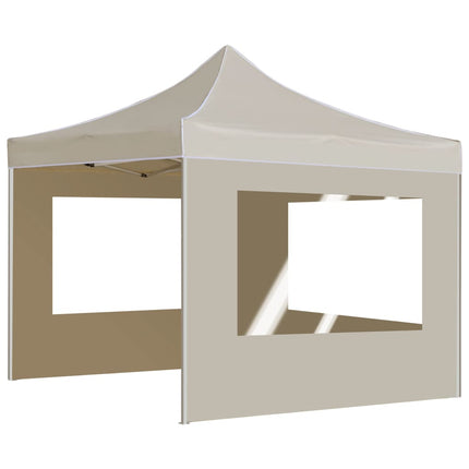 Gazebo Professionale Pieghevole Alluminio con Pareti 2x2m Crema