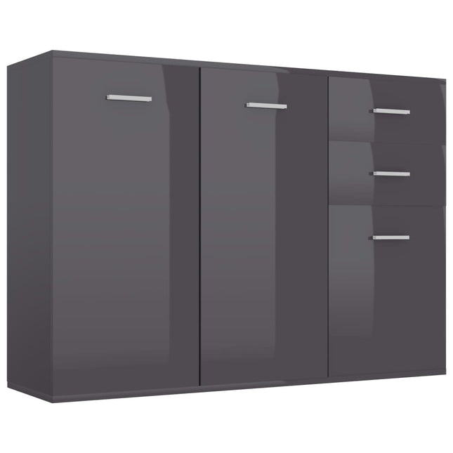 Credenza Grigio Lucido 105x30x75 cm in Legno Multistrato