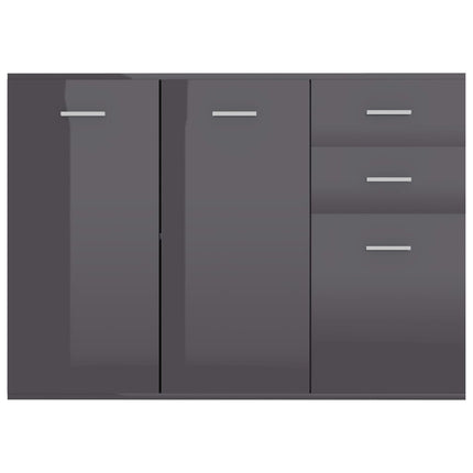 Credenza Grigio Lucido 105x30x75 cm in Legno Multistrato