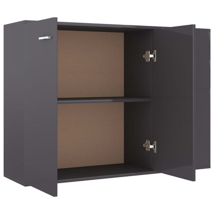 Credenza Grigio Lucido 105x30x75 cm in Legno Multistrato