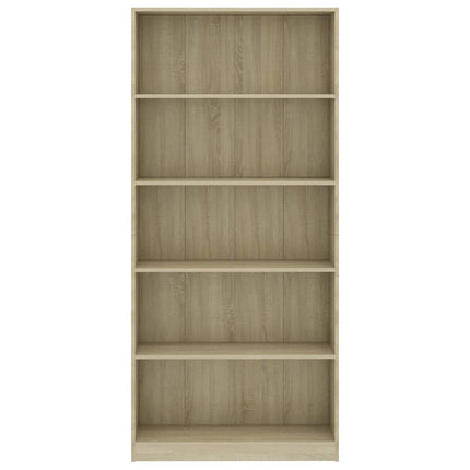 Libreria 5 Ripiani Rovere Sonoma 80x24x175 cm Legno Multistrato