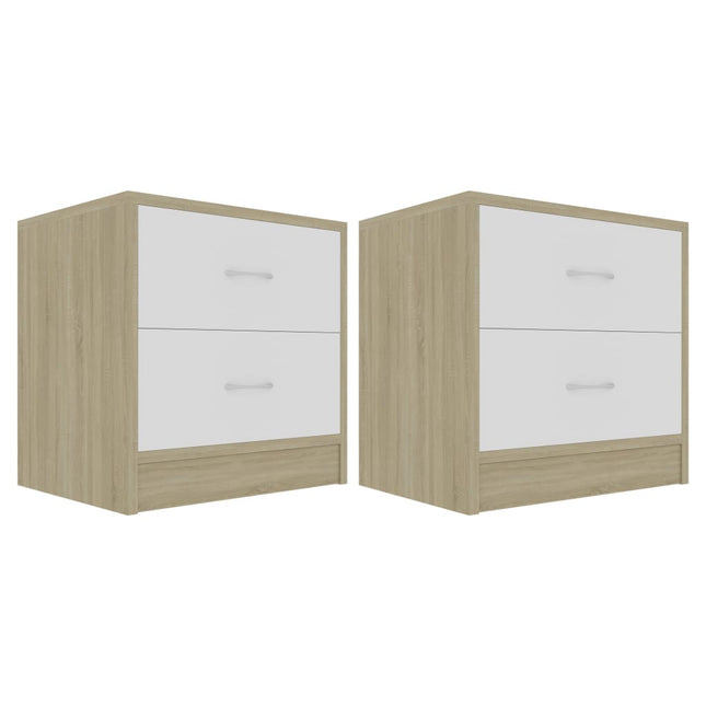 Comodini 2pz Bianco Rovere Sonoma 40x30x40 cm Legno Multistrato