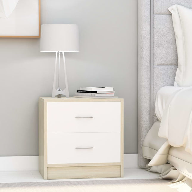 Comodini 2pz Bianco Rovere Sonoma 40x30x40 cm Legno Multistrato