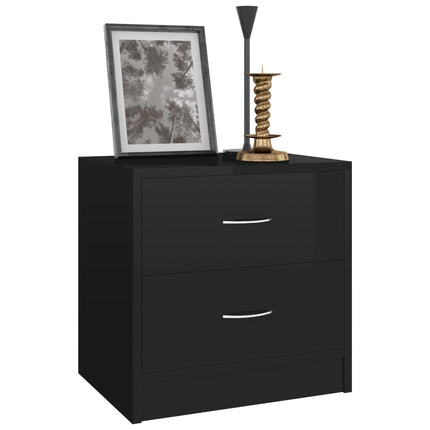 Comodino Nero Lucido 40x30x40 cm in Legno Multistrato