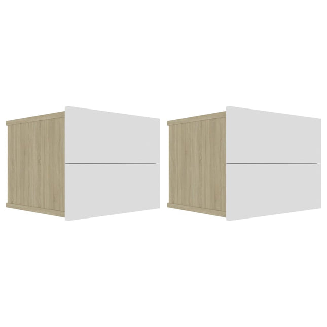 Comodini 2pz Bianco Rovere Sonoma 40x30x30cm Legno Multistrato