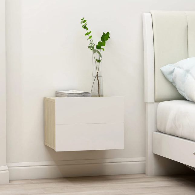 Comodini 2pz Bianco Rovere Sonoma 40x30x30cm Legno Multistrato