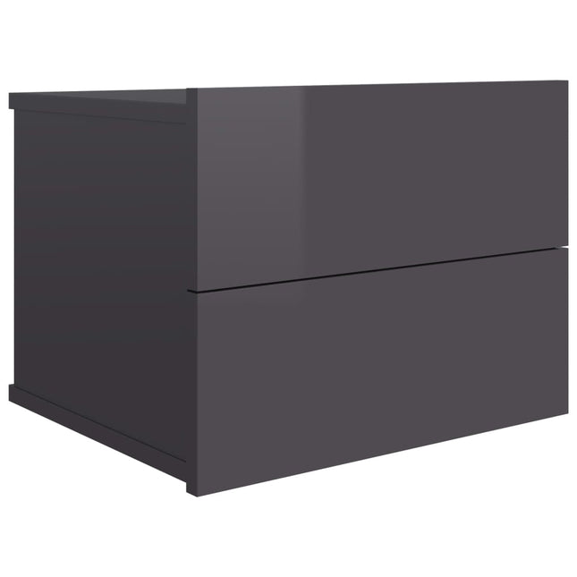 Comodino Grigio Lucido 40x30x30 cm in Legno Multistrato