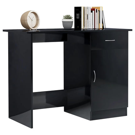 Scrivania Nero Lucido 100x50x76 cm in Legno Multistrato
