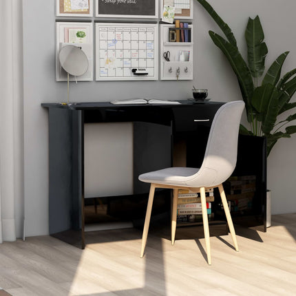 Scrivania Nero Lucido 100x50x76 cm in Legno Multistrato