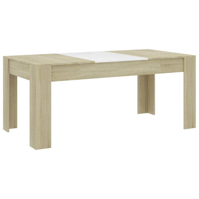 Tavolo da Pranzo Bianco e Rovere Sonoma 180x90x76cm Multistrato
