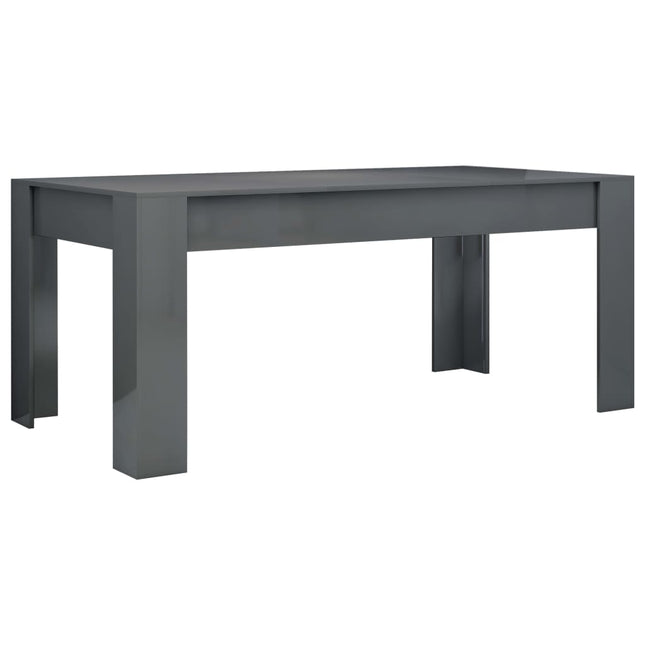 Tavolo da Pranzo Grigio Lucido 180x90x76cm in Legno Multistrato